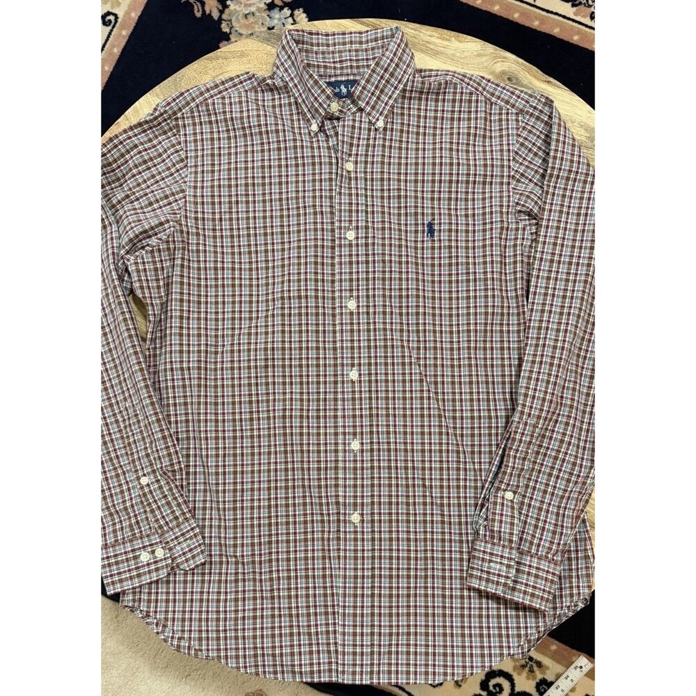 Ralph Lauren Mens Classic Fit Medium 15 1/2 Plaid Red Blue Green Button Up